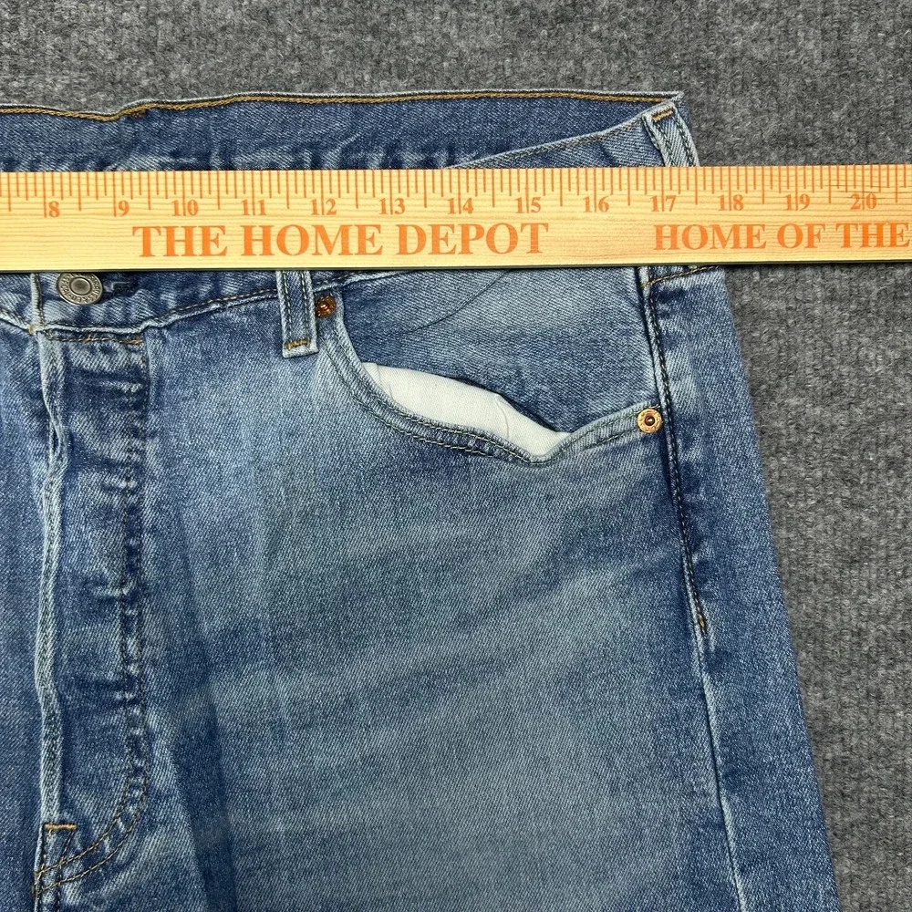 Levi's 501 Jeans Men's‎ Blue Denim Destroyed Ripped Straight Button Fly - 35X33